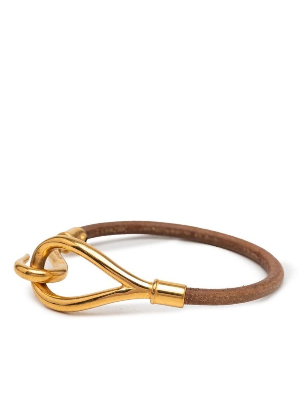 Hermes Jumbo Bracelet Brown Gold Leather Metal - Picture 2 of 4